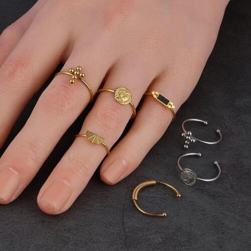 Stainless Steel Rings For Women Geometry Open Finger Ring Statement Ring Punk Womens Rings Gold Color Snake Ring Rings Jewelry
