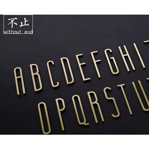 Creative Brass Number English Letter Wall Decoration Door Sticker Guide Sign Pure Copper Ornament Home Wall Decoration