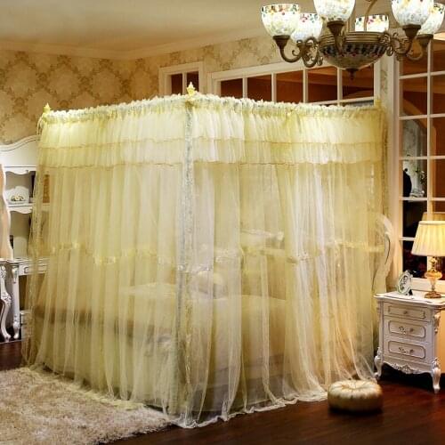 Princess Lace Canopy Mosquito Net Four Corner Post Bug Insect Repeller Frame Full Queen King Size Bed Mosquito 180cm x 200cm