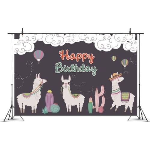 Cute Animal Alpaca Banner Background Portrait Photography Kid Birthday Surprise Party Decors Backdrops Photocall Studio Supplies
