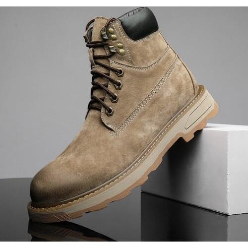 Genuine Leather Men Boots Autumn Winter Plush Ankle Boots Men Riding Outdoor Snow Army Boots