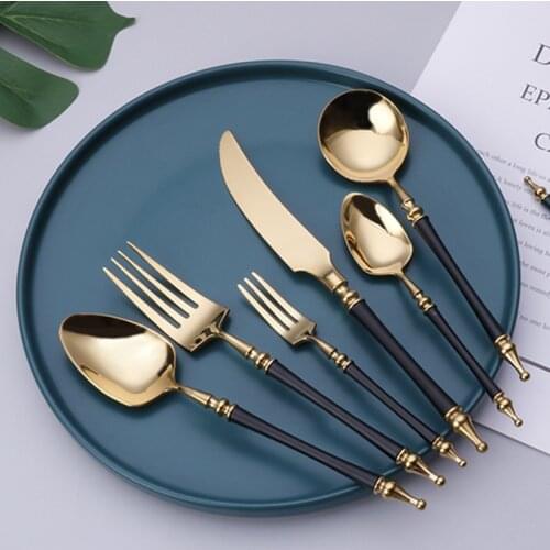 Stainless steel cutlery 6-piece cutlery set, Roman column shape, table knife, spoon and fork set stainless steel
