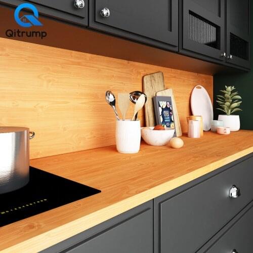 Wood Grain Wall Stickers Self Adhesive Waterproof Wallpaper PVC Kitchen Cabinet Wardrobe Stickers Living Room Desktop Decoration