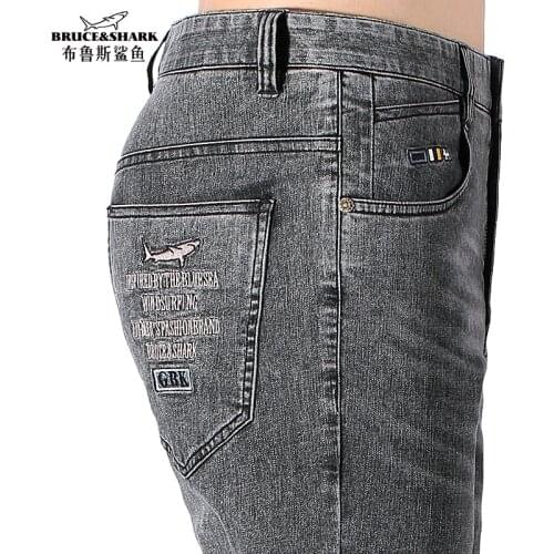 2021 New Summer Men Jeans Thin Stretch Cotton Bruce&Shark Straight Casual Fashion Denim Jeans Cowboys mens Jeans Regular Fit