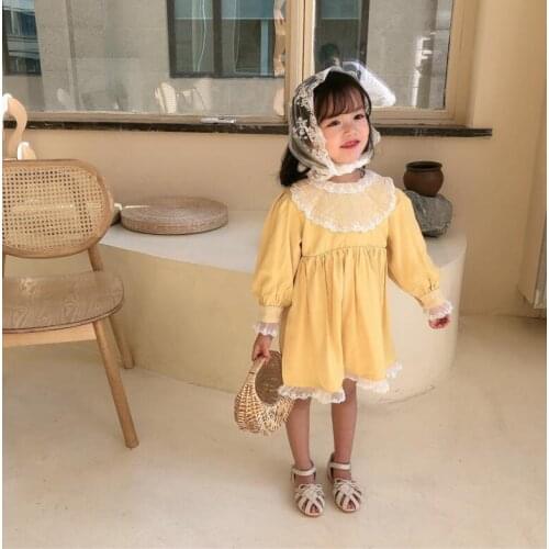 2021 New Style Girls Ruffles Dress Fashion Spring Full sleeve Cotton Girl Mori children baby Dresses
