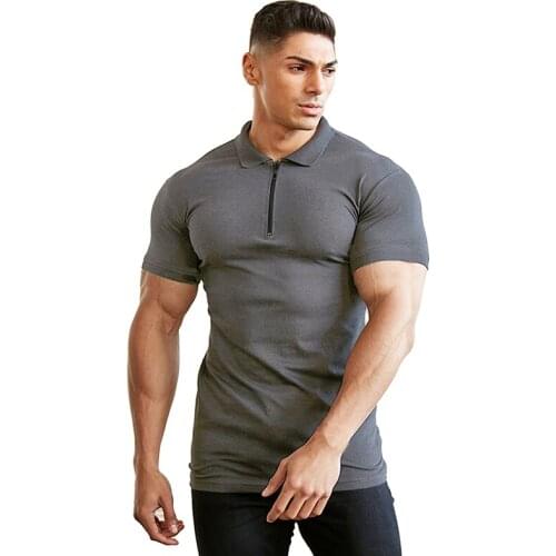 European and American new business casual mens T-shirt solid color V-neck comfortable breathable slim-fit shirt T-shirt