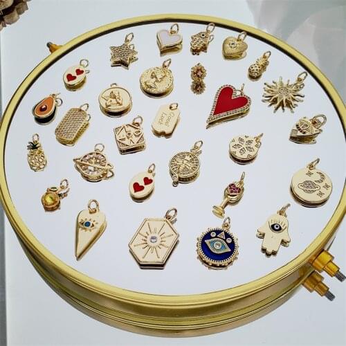 NEW Fruits Pendant Charms for Jewelry Making Bulk Cherry Apple Designer Jewelry Charms for Diy Earrings Necklace Bracelet Copper