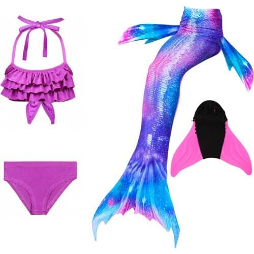 New Blue Children Mermaid Swimwear Girls Colorful Bikini Children Split Kids Swimsuit Mermaid Tail with or No Monofin Fin