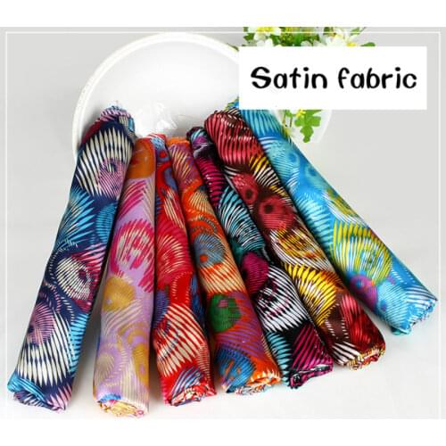 Printed satin fabric meter soft printed clothing pajamas bag gift box fabric coat lining fabric scarves scarf dress diy cloth
