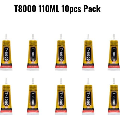 Zhanlida T8000 10 PCs Pack Clear Contact Adhesive MultiPurpose Industrial Phone Screen Bonding Glass Repair Glue - 110ML