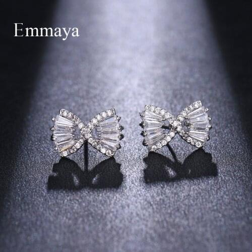 EMMAYA New Hot Korean Fashion Butterfly Tie Zircon Crystal Stud Earrings For Women Jewelry Gift Party