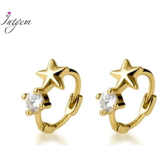 925 Sterling Silver Ear Hoop Earrings Small Delicate Star Ear Buckle Fashion Sweet Simple Korean Version for Women Jewelry Gift