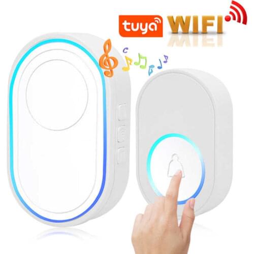 Wifi Door Window Alarm with Wireless Doorbell 433MHz for TUYA Smart EU Plug AC 100-240V