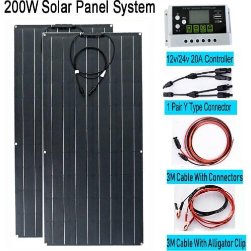 100W 200W Solar System For Home 12v 24v Battery Charge High Efficiency Solar Cell 32pcs 125mm*125mm