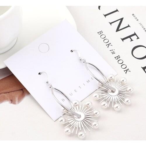 TONGKWOK Bohemia Exaggeration Dangle Earrings For Women Silk Thread Tassel Metal Long Chandelier Earrings #140334