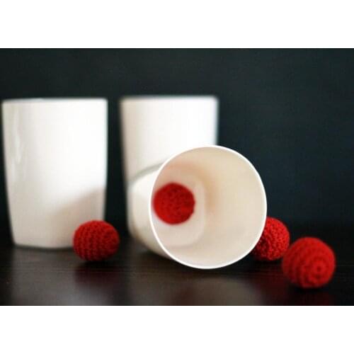Three Cups and Three Balls,Chop Cup Set(Porcelain White,Plastic) Magic Tricks For Magician Appearing/Vanishing Close Up Illusion