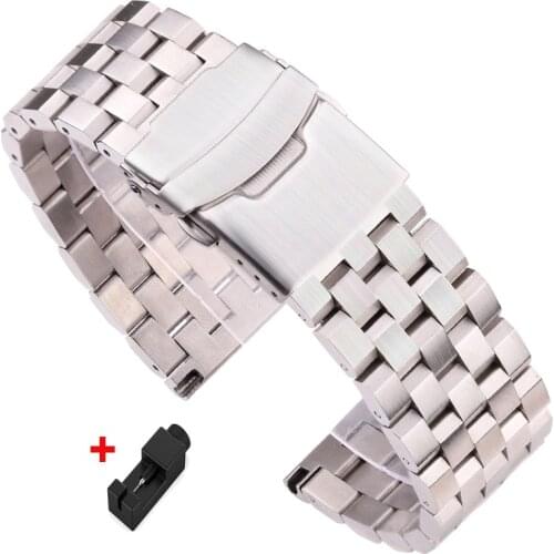 Solid Stainless Steel Watch Strap Bracelet 18mm 20mm 22mm 24mm Silver Brushed Metal Watchbands Women Men Watchs Accessories
