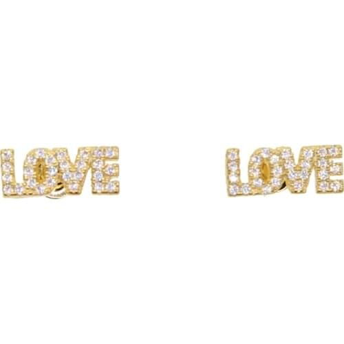 2019 Trendy Female CZ Crystal Earrings For Women Gold LOVE letter Earring cute lovely Style Girls Jewelry