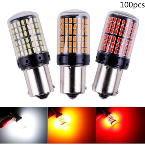 100pcs 3014 144smd CanbusS25 1156 P21W BA15S LED BAY15D BAU15S PY21W T20 LED 7440 7443 W21W 1157 led Bulbs For Turn Signal Light
