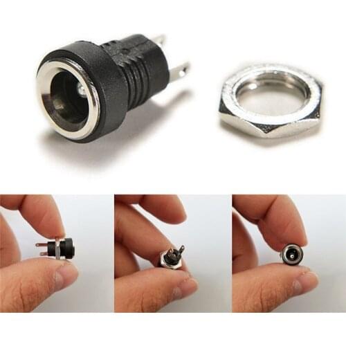 5Pcs 3A 12v Types 5.5*2.1 For DC Power Supply Jack Socket Female Panel Mount Connector 5.5mm 2.1mm Plug Adapter 2 Terminal