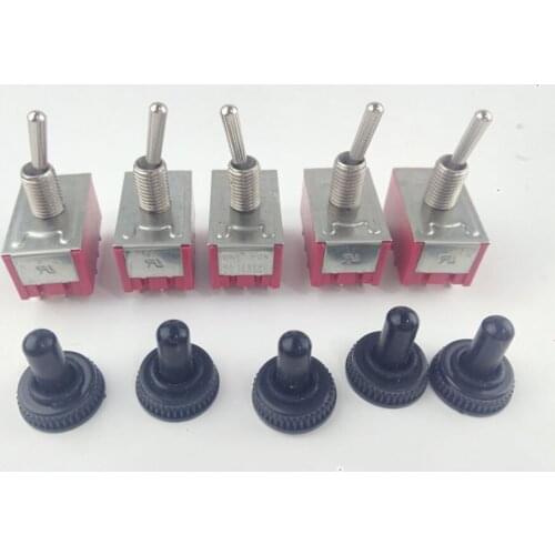 5pcs MTS-403 toggle switch four road 12 feet 2 hole 6mm toggle head arm MTS-403 6A125VAC 2A250VAC red