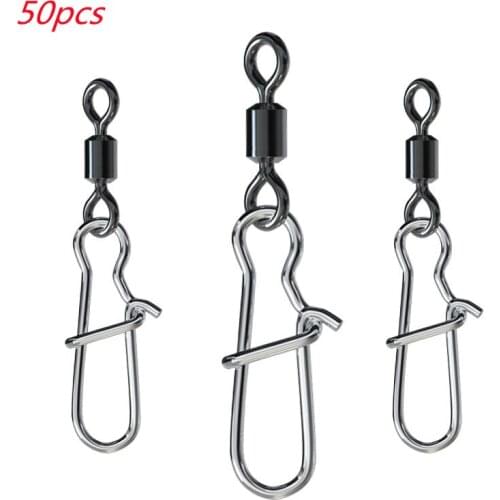 50pcs Fishing Accessories Eight-ring Connector Stainless Steel Snap Fishhook Swivels Tackle for Hooks Fishing 2/4/6/8/10/12/14