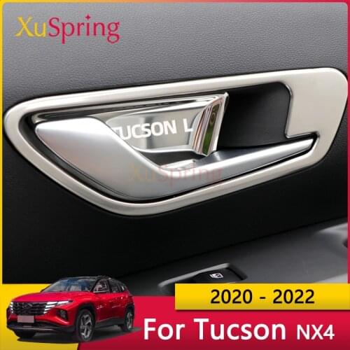 Car Interior Door Bowl Cover Trim Decal Trim Car-Styling Stainless Steel 4pcs/Set For Hyundai Tucson 2021 2022 Accessories