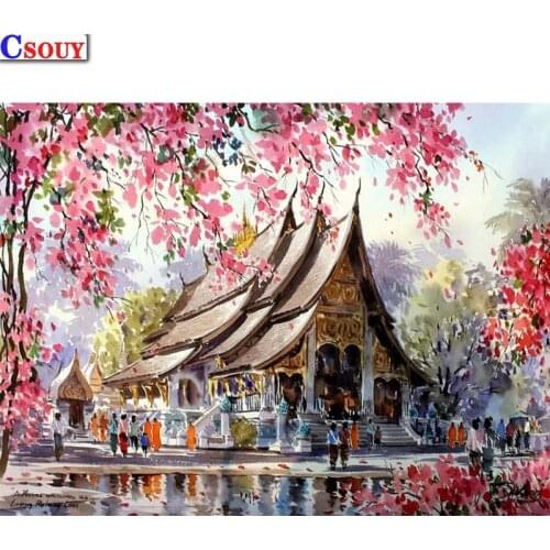 Diy Diamond Embroidery Landscape Kiosk Diamond Mosaic Drawing Full Square Round Drill Diamond Painting Cross Stitch Home Decor