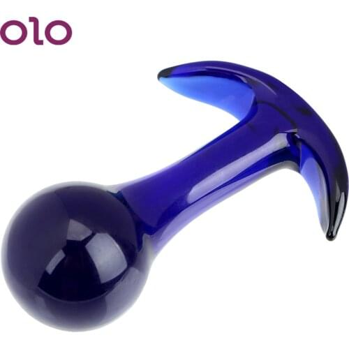 OLO Anal Plug Butt Plug Butt Stimulation Pyrex Crystal Blue Glass Prostate Massager Masturbation Sex Toys for Women Men