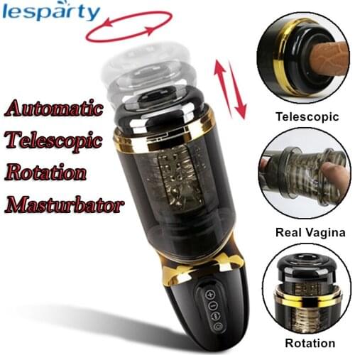 Automatic Telescopic Rotation Male Masturbator 10*10 modes Silicone vagina real pussy adult masturbation sex toys for men