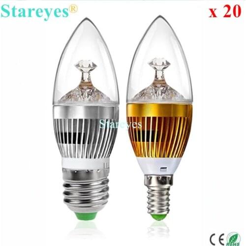 Free shipping 20 pcs Dimmable 3W 4W 5W E14 E27 LED Candle Light droplight Bulb Ceiling chandelier Lamp spotlight lighting