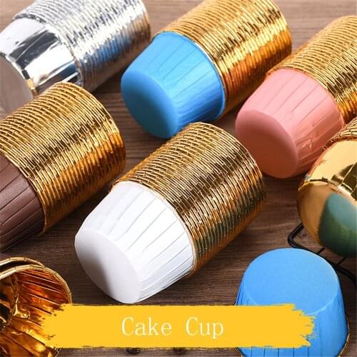 50 Pcs/Set Muffin Paper Cups Golden Cupcake Wrappers Liner Case Round Forms Cup Cake Mold Box For Baking Tools Birthday Party