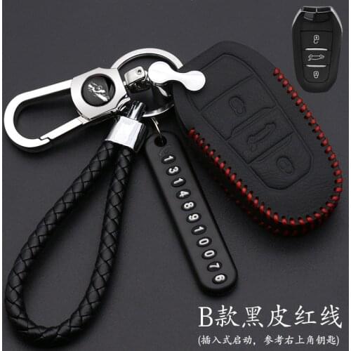 Genuine Leather Smart Remote Key Case Cover For Peugeot 3008 508 2008 4008 5008 For Citroen C4L/DS6/C6/DS5 Car Styling