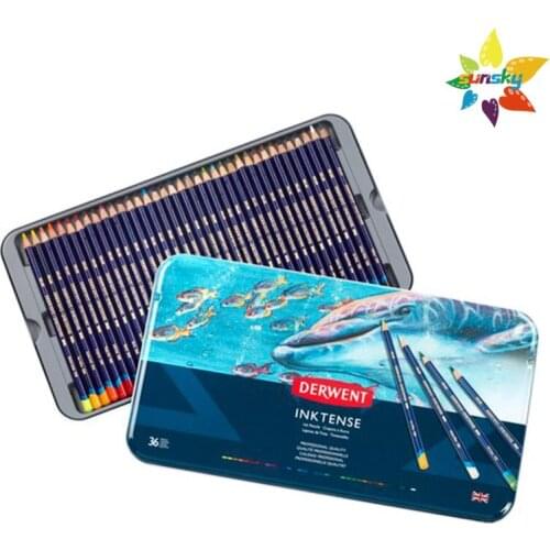 Derwent Colored Pencils, Inktense Ink Pencils, Drawing, Art, Metal Tin, 12/24/36/72 color,Pigments dry quickly and permanently