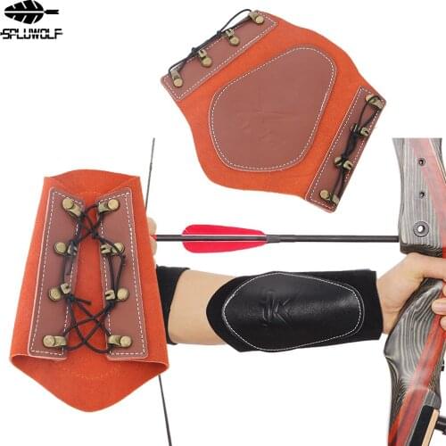 Double Layer Cowhide Arm Guard 21X20cm Recurve Bow Archery Armguard Adjustable