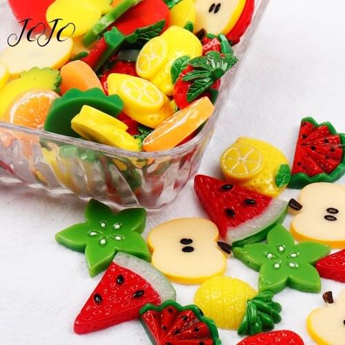 JOJO BOWS 10pcs DIY Craft Supplies Fruit Planar Flatback Resin Accessories Phone Case Sticker DIY Hair Bows Apparel Decoration