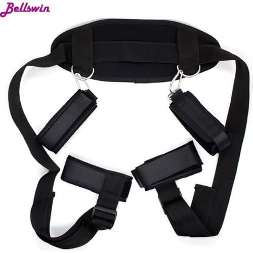 Erotic positioning bandage Sex Furniture Neck Handcuffs Open Leg Bind Belts bed rope bdsm Slave Restraint Sex Toys