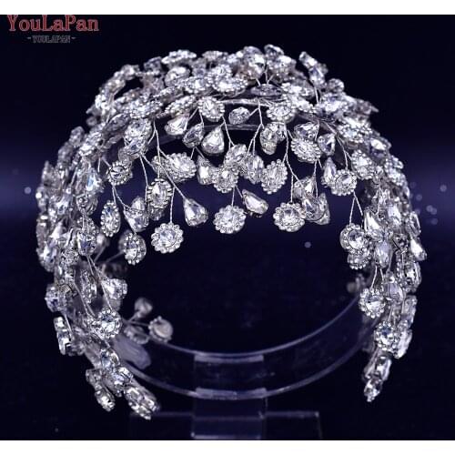 YouLaPan HP388 Full Diamond Wedding Hair Tiara Handmade Rhinestone Bridal Headpiece Silver Color Headdress Wedding Accessories