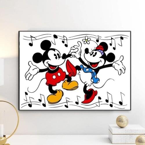Disney Canvas Painting Cartoon Mickey and Minnie Posters Prints Graffiti Minimalist Wall Art Pictures for Living Room Home Decor