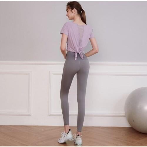 2 PCS Yoga Sets Jogging Clothes New Womens Sportswear Running Pants Leggings SuitGym Workout Fitness Training Sports T-Shirts