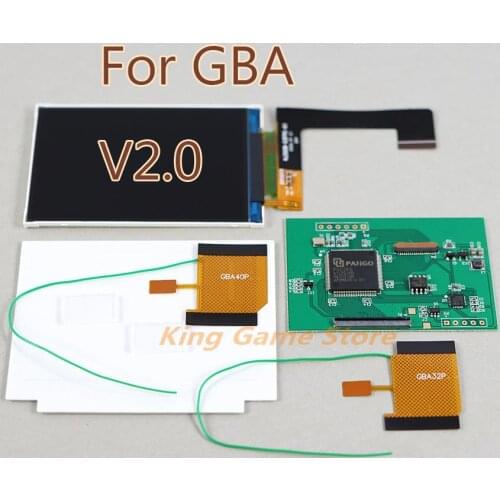 1set/lot IPS LCD Screen Kits for GBA New V2.0 Backlight LCD Screen 10 Levels High Brightness screen For GBA Game Console