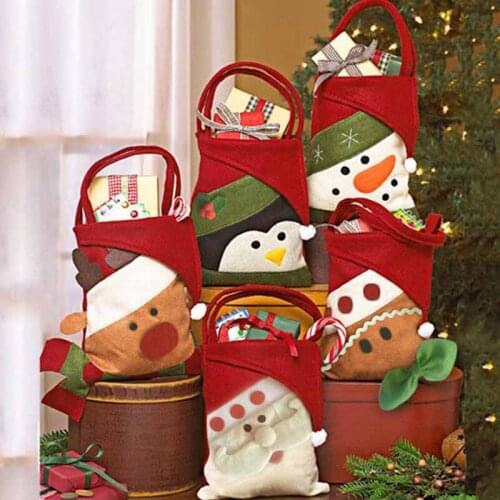 Creative Christmas New Year Candy Bags Hanging Christmas Gift Bags Santa Claus Snowman Elk Candy Bags Christmas Decor