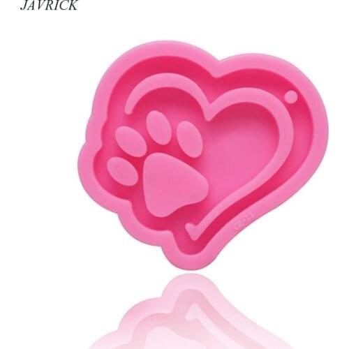 Crystal Epoxy Resin Mold Love Heart Bear Paw Keychain Casting DIY Silicone Mould