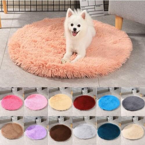 Round Pet Dog Bed Pad Soft Long Plush Cat Cushion House Warm Big Size 100*100CM Sleeping Bed Blanket For Small Large Dogs Mat