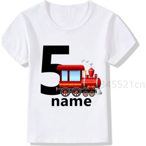 Boys/Girls Cool Train Birthday Numbers T-Shirt Children Boys Happy Birthday T Shirt White T-Shirt Baby Girls Top1-9