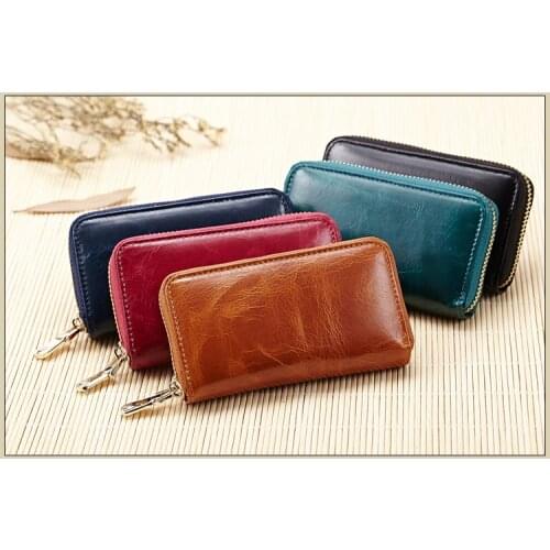 Oil wax cow leather key holder women fashion key holder men genuine leather multifunctional