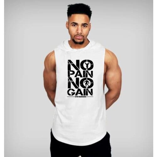 Brand Gyms Clothing Mens Bodybuilding Hooded Tank Top Cotton Sleeveless Vest Sweatshirt Fitness Workout Sportswear Tops Male