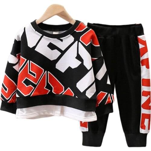 Fashion Baby Clothes Autumn Children Girls Clothing Boy Letter Casual T-Shirt Pants 2Pcs/set Toddler Cotton Costume Kids Outfits