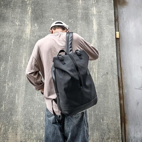 Fashion Leather Patchwork Unisex Laptop Backpack Solid Waterproof Shoulder Bag For Women Men Business Travel Bag Large Backpack