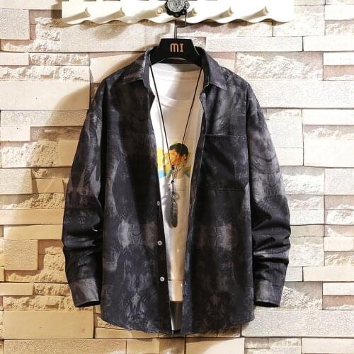 Men Harajuku Color Block Shirt 2021 Mens Streetwear Shirts Long Sleeve Male Vintage Korean Fashions Clothes Male Button Up Shirt